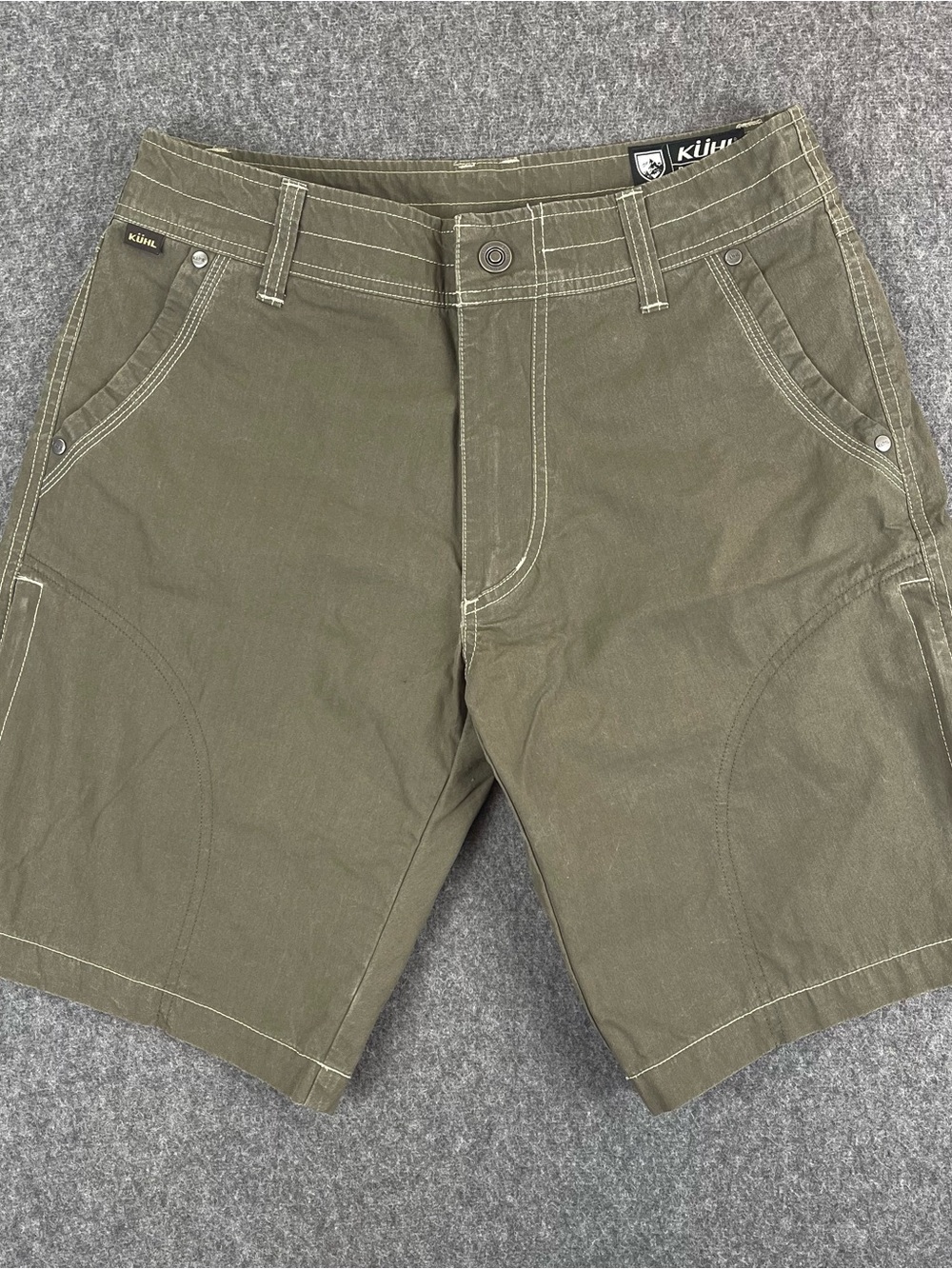 KUHL Renegade Brown Utility Hiking Outdoor Hybrid Shorts Mens 30x10 Patina Dye